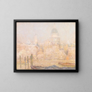 Henri Le Sidaner - St Pauls from the River Morning Sun in Winter.webp