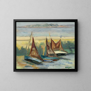 Segelboote bei Ebbe - Henri Manguin — gerahmtes Bild an der Wand