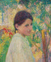 Buste eines jungen Mädchens in Viertelansicht vor Gartenhintergrund - Henri Martin — Ansicht des Kunstwerks