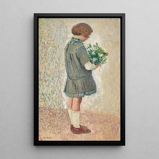 Henri Martin - Fillette en tablier dcolire tenant un bouquet.webp