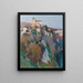 L'église Saint-Cirq-Lapopie auf der Klippe des Lot-Schleife mit blauem Himmel - Henri Martin — gerahmtes Bild an der Wand