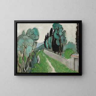Landschaft mit Zypressen und Olivenbäumen bei Nizza - Henri Matisse — gerahmtes Bild an der Wand
