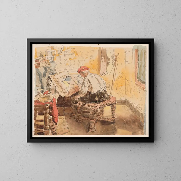 Der Geograph - Henri de Braekeleer — gerahmtes Bild an der Wand