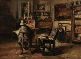 Das Atelier von Ferdinand De Braekeleer I, Vater des Malers - Henri de Braekeleer — Ansicht des Kunstwerks
