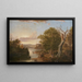Landschaft entlang des Hudson-Flusses mit einem Schloss in der Ferne - Henry Ary — gerahmtes Bild an der Wand