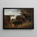 Die Ponys der Königin im Windsor Park mit Windsor Castle im Hintergrund - Henry Barraud — gerahmtes Bild an der Wand