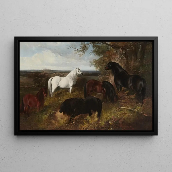 Henry Barraud - The Queens ponies in Windsor Park with Windsor Castle beyond.webp