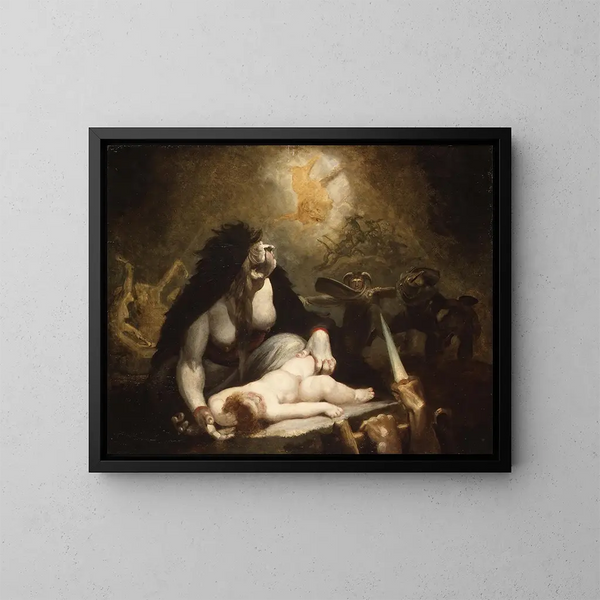 Die Hexe der Nacht besucht die Hexen Lapplands - Henry Fuseli — gerahmtes Bild an der Wand