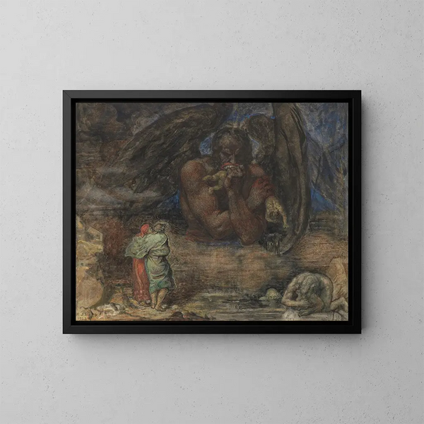 Dante und Virgile treffen Lucifer in der Hölle - Henry John Stock — gerahmtes Bild an der Wand