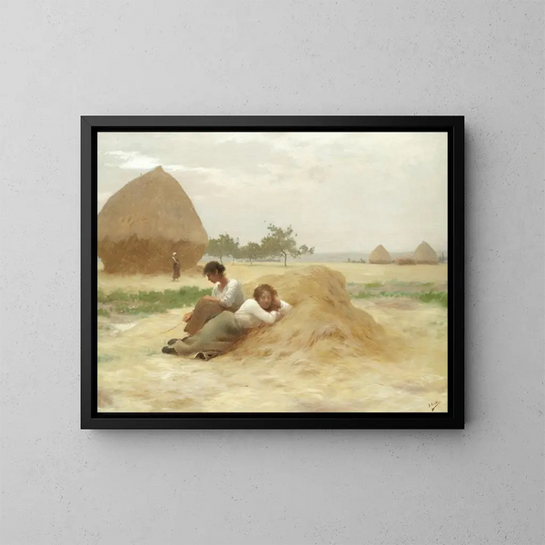 Die Erntenden - Henry Lerolle — gerahmtes Bild an der Wand