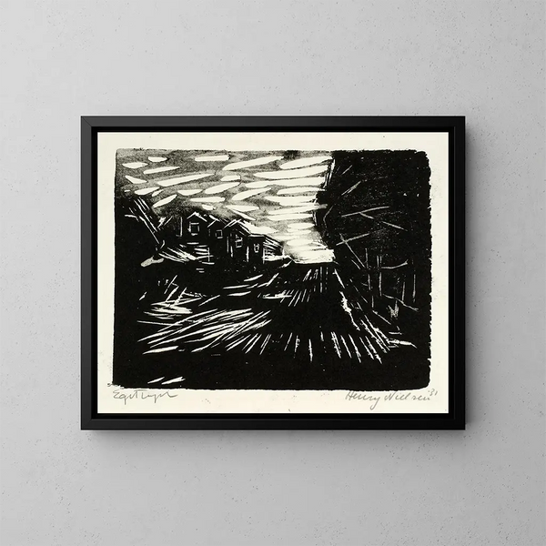 schmaler Weg zwischen den Häusern - Henry Nielsen — gerahmtes Bild an der Wand