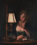 Frau liest im Schatten einer Papierglocke - Henry Robert Morland — Ansicht des Kunstwerks
