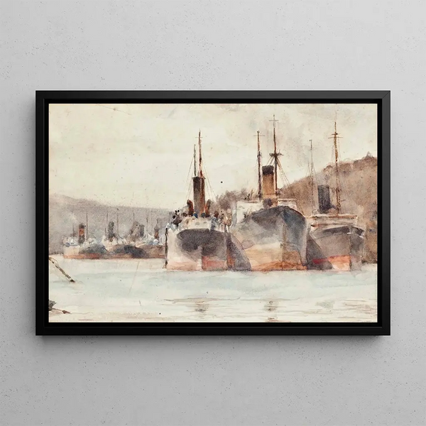 Henry Scott Tuke - Ships Moored Near King Harry Ferry On The River Fal.webp