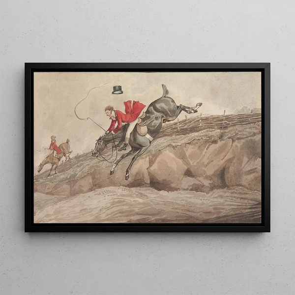 Faire la chose et la chose faite, faire le saut - Henry Thomas Alken — gerahmtes Bild an der Wand