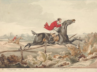 Henry Thomas Alken - Qualified Horses and Unqualified Riders Charging an Ox Fence with Good Success.webp