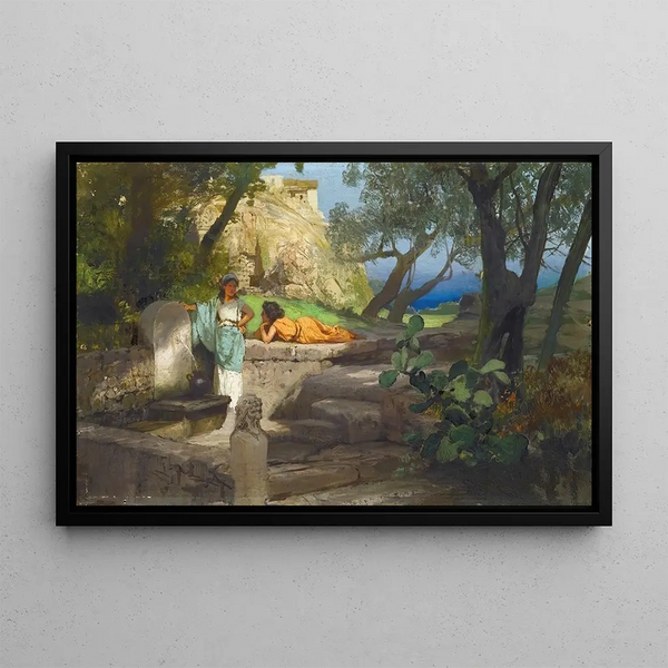 in der Nähe der Quelle - Henryk Siemiradzki — gerahmtes Bild an der Wand