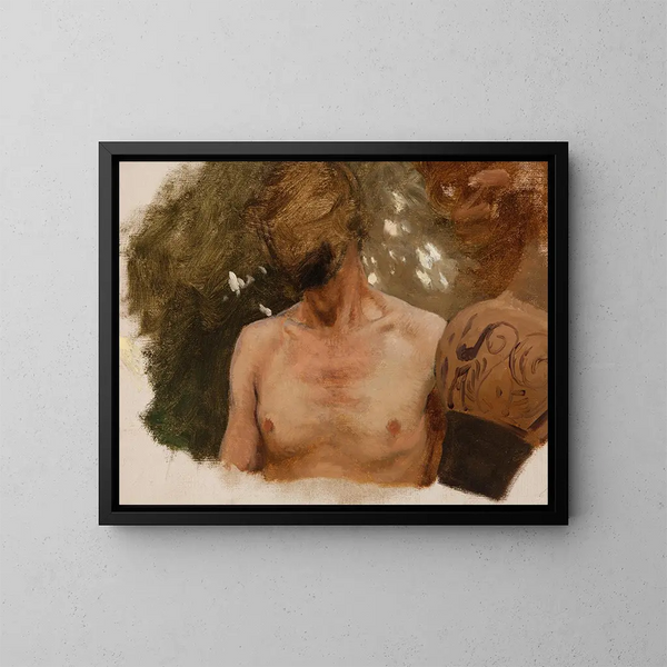Studie des Brustbildes eines jungen Nackten mit einer Vase - Henryk Siemiradzki — gerahmtes Bild an der Wand
