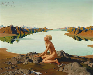 Herbert von ReylHanisch - Der Vogelflug Knabe an einem Bergsee.webp