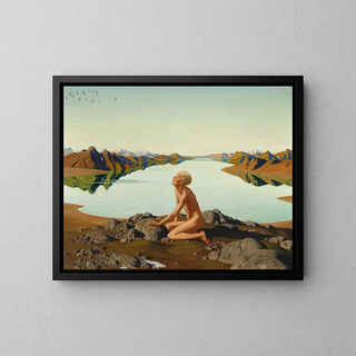 Herbert von ReylHanisch - Der Vogelflug Knabe an einem Bergsee.webp