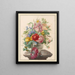 Blumen in einer Vase mit Rotem Admiral - Herman Henstenburgh — gerahmtes Bild an der Wand