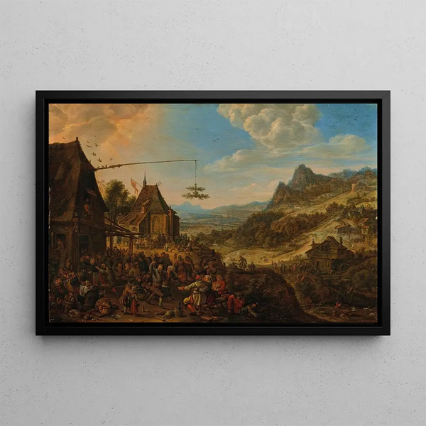Herman Saftleven - A Rhenish landscape with a village festival.webp