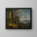 Flusslandschaft mit Ruinen, Booten und Figuren - Herman Saftleven — gerahmtes Bild an der Wand