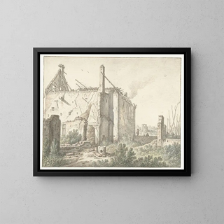 Rune eines Hauses in Utrecht - Herman Saftleven — gerahmtes Bild an der Wand