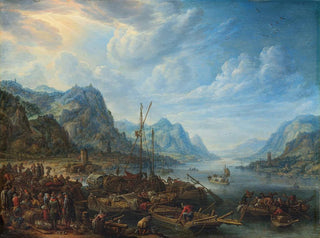 Herman Saftleven - View of a River with Boat Moorings.webp