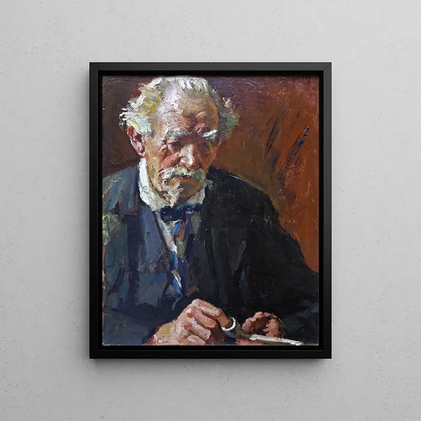 Hermann Groeber - Alter weihaariger Mann Pfeife stopfend.webp
