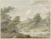 Landschaft mit sitzendem Zeichner und Schloss am Wasserufer - Hermanus Numan — Ansicht des Kunstwerks