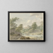 Landschaft mit sitzendem Zeichner und Schloss am Wasserufer - Hermanus Numan — gerahmtes Bild an der Wand