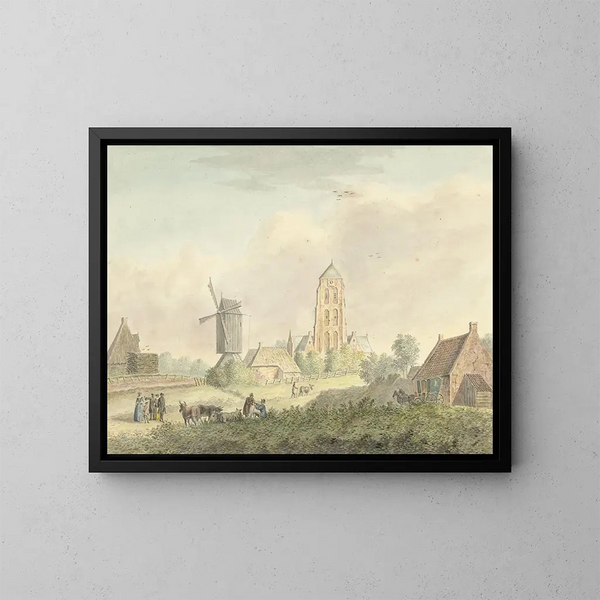 Kirche des Dorfes Westkapelle in Zeeland - Hermanus Petrus Schouten — gerahmtes Bild an der Wand