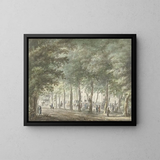 Ansicht im Haarlemmerhout mit Menschenmenge vor der Gasthaus der Herren - Hermanus van Brussel — gerahmtes Bild an der Wand