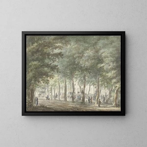 Ansicht im Haarlemmerhout mit Menschenmenge vor der Gasthaus der Herren - Hermanus van Brussel — gerahmtes Bild an der Wand