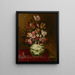 Stillleben mit Blumen in einer Porzellanvase auf einem gedeckten Tisch - Hieronymus Wechinger — gerahmtes Bild an der Wand