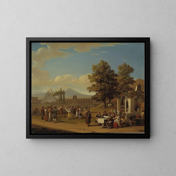 Italienisches Erntedank-Gemälde bei Monte Testaccio in der Nähe von Rom - Hjalmar Mörner — gerahmtes Bild an der Wand