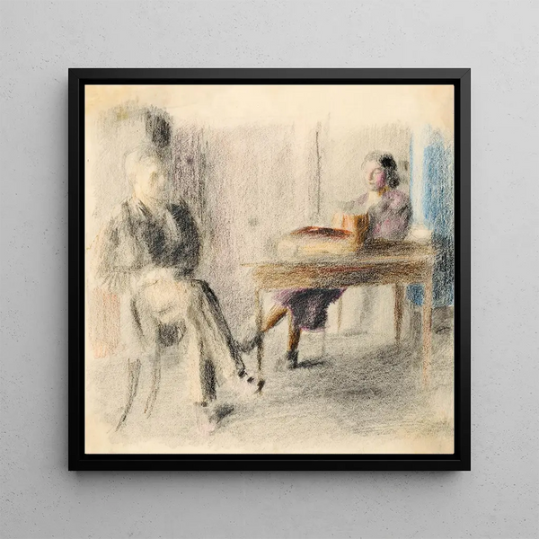 Homme et femme à table dans une cuisine amdenoise - Otto Meyer-Amden