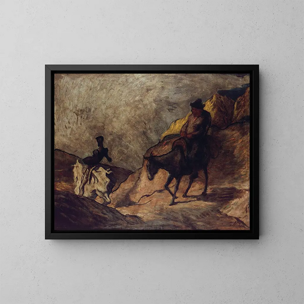Don Quichotte und Sancho Panza - Honoré Daumier — gerahmtes Bild an der Wand