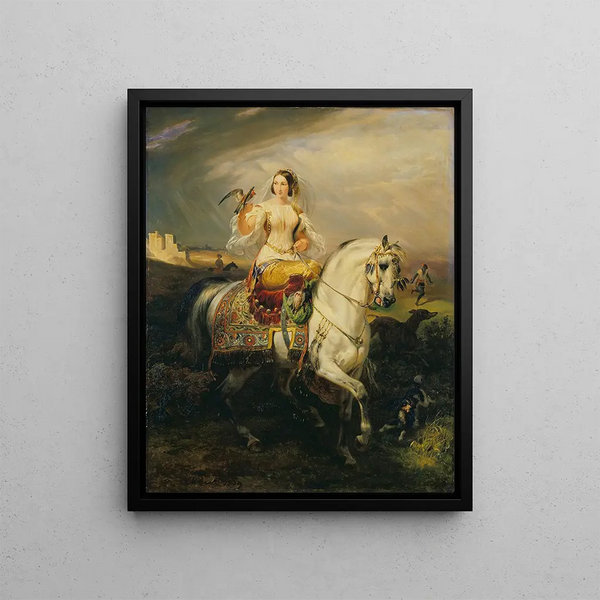 Eine algerische Dame Hawking - Horace Vernet — gerahmtes Bild an der Wand