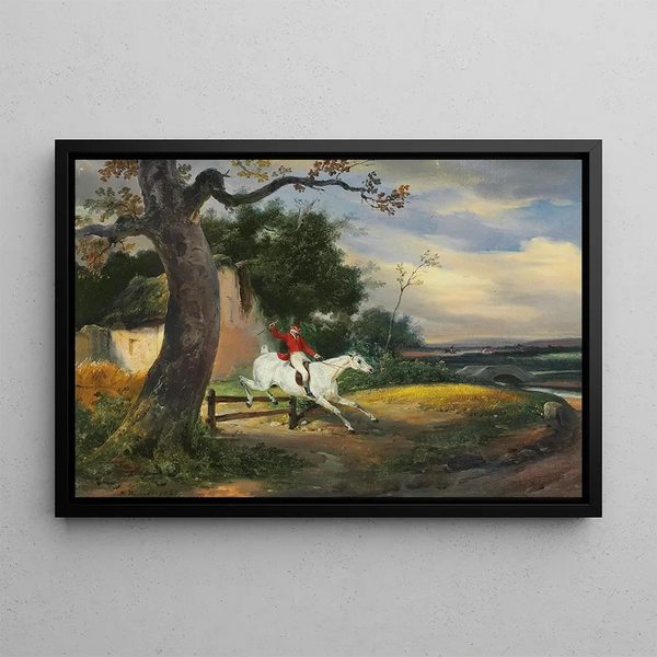 Par-dessus la clôture - Horace Vernet — gerahmtes Bild an der Wand
