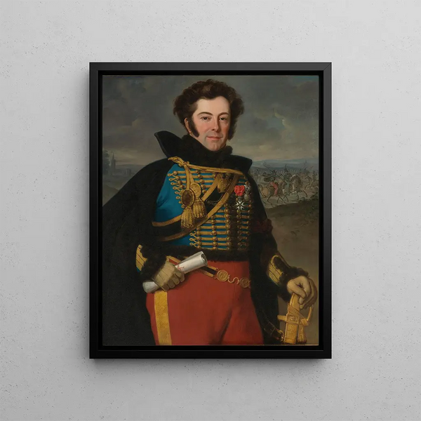 Portrait des Oberst Auguste Frédéric Bon Amour Marquis de Talhout - Horace Vernet — gerahmtes Bild an der Wand
