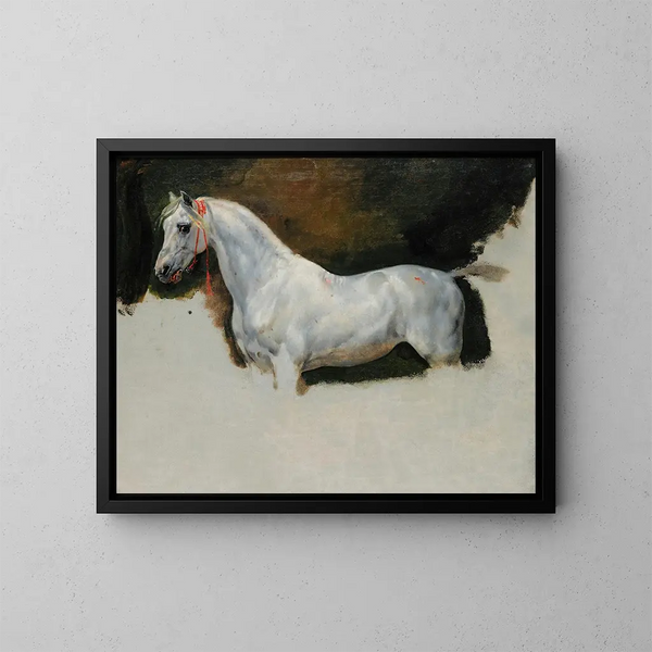 Studie eines weißen Pferdes - Horace Vernet — gerahmtes Bild an der Wand