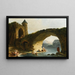 Flusslandschaft mit Waschfrauen bei einer Brücke in Ruinen - Hubert Robert — gerahmtes Bild an der Wand