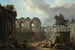 Ein römischer Laune mit Waschfrauen in der Nähe der Statue von Marc Aurel - Hubert Robert — Ansicht des Kunstwerks