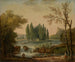 Ansicht des Parks von Ermenonville mit dem Grab von Jean-Jacques Rousseau und dem Tempel der Philosophie - Hubert Robert — Ansicht des Kunstwerks