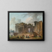 Ein architektonischer Laune mit einem Künstler im Vordergrund skizzierend - Hubert Robert — gerahmtes Bild an der Wand