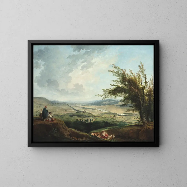Ein weites Landschaft bei Paris - Hubert Robert — gerahmtes Bild an der Wand