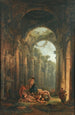 Ruinen klassische mit Soldaten spielend - Hubert Robert — Ansicht des Kunstwerks