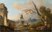 Landschaft mit Ruinen und der Statue von Marc Aurel - Hubert Robert — Ansicht des Kunstwerks