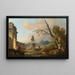 Landschaft mit Ruinen und der Statue von Marc Aurel - Hubert Robert — gerahmtes Bild an der Wand